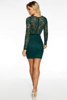 Thumbnail for your product : Quiz Bottle Green Velvet Lace Sweetheart Bodycon Dress