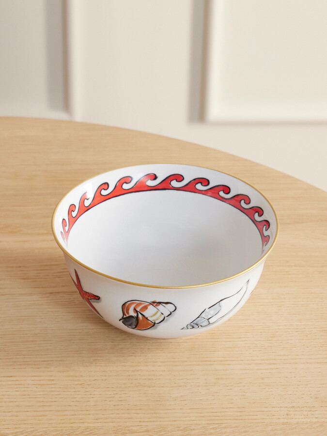 GINORI 1735 + Luke Edward Hall Il Viaggio Di Nettuno Porcelain Bowl - Red