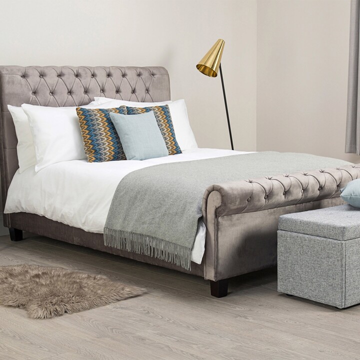 Dunelm Orbit Silver Velvet Upholstered Bed Frame Beige ShopStyle