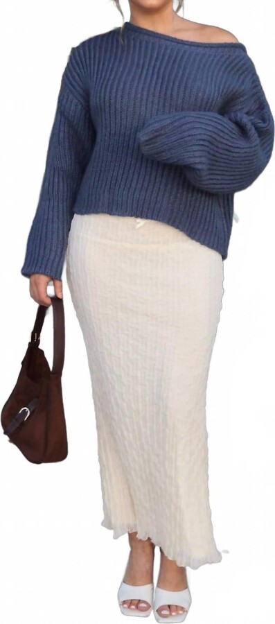 LE LIS Kastor Ribbed Sweater In Blue