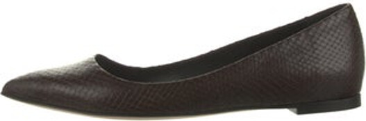 Jamie Haller Embossed Leather Ballet Flats Brown Semi-Pointed Toes
