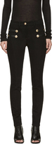 Thumbnail for your product : Versace Black & Gold Leather-Trimmed Jeans