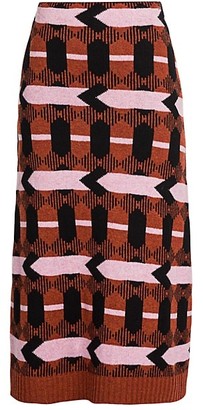 Prada Intarsia Knit Midi Skirt