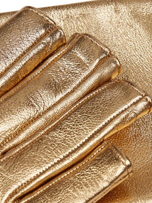 Gucci Fingerless Elbow-length Leather Gloves - Gold