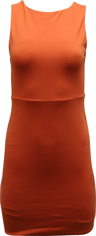 Alice + Olivia Tali Sleeveless Cross Detail Back Dress in Orange Rayon
