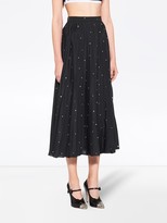 Thumbnail for your product : Miu Miu Embroidered Crepe De Chine Skirt