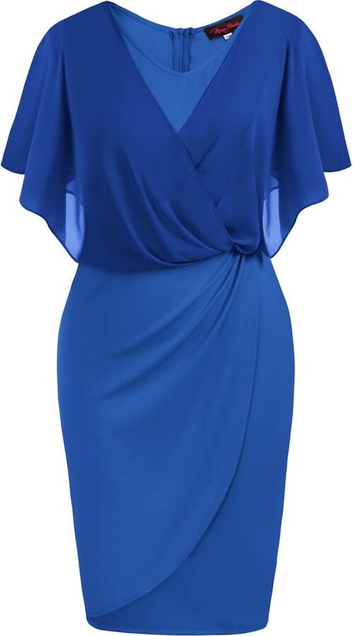 Hanna Nikole Chiffon Dress Women's Knee-Length Party Dress Capelet