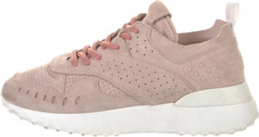 Tod's Suede Low Top Sneakers Pink Round-Toes Lace-Up Closure at Uppers