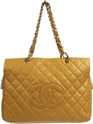 Used chanel QUILTED CAVIAR LEATHER SHOPPING TOTE HANDBAGS