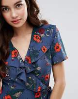 Thumbnail for your product : Fashion Union Wrap Front Dress In Poppy Print