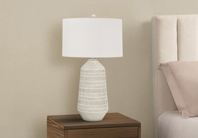 Lighting, 33"H, Table Lamp, Ivory / Cream Shade, Cream Ceramic, Contemporary
