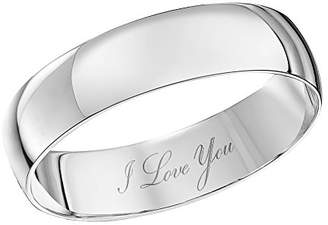 Theia Unisex 9 ct White Gold Heavy D Shape, Engraved Always and Forever, Polished 6 mm Wedding Ring - Size V