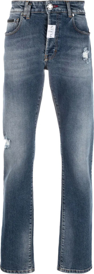 Philipp Plein Logo-Patch Slim-Cut Jeans