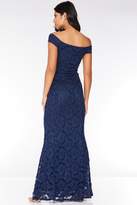 Thumbnail for your product : Quiz Navy Glitter Lace Bardot Knot Maxi Dress