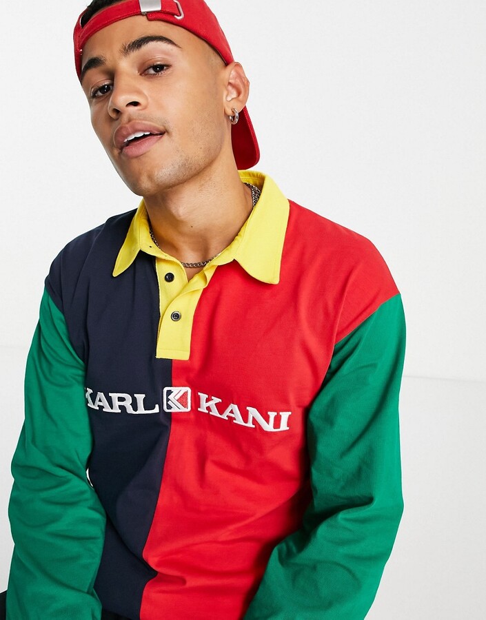Karl Kani retro block rugby shirt in red/navy - ShopStyle