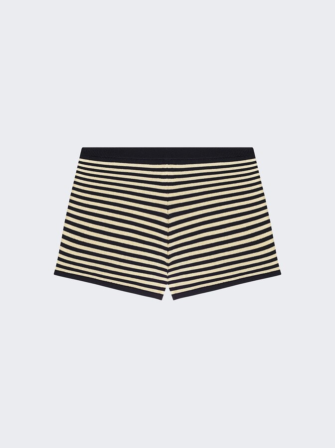 Calle Del Mar Pop Stripe Mini Short Black And Custard