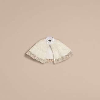 Burberry Feather Collar Detail Layered Lace Capelet
