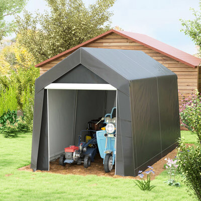 Arlmont & Co. Garden Storage Shelter Shed - 7' X 12' Heavy Duty Waterproof With Ventilation Window And Large Door For Bike Motorcycle Tools Gray Portable