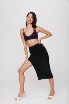 Thumbnail for your product : Nasty Gal Womens Slinky High Slit Midi Skirt - Black - 12