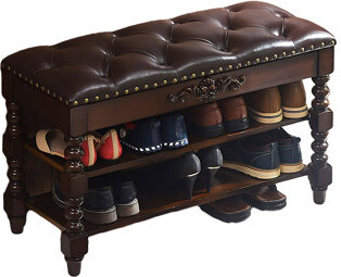 Canora Grey Vintage Solid Wood Carved Flip-Top Shoe Storage Bench