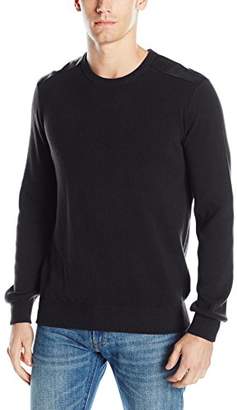Kenneth Cole Reaction Men's Pleather Detail Crewneck Sweater