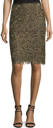 Escada Floral-Lace Lurex® Pencil Skirt