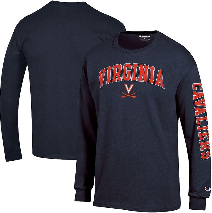 Men's Champion Navy Virginia Cavaliers Arch Over Logo 2-Hit Long Sleeve T-Shirt