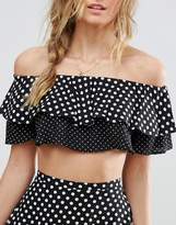 Thumbnail for your product : ASOS Design Beach Co-Ord Top In Mix And Match Spot Frill