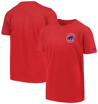 Under Armour Youth Big Boys Red Chicago Cubs Wordmark Charged Performance T-Shirt
