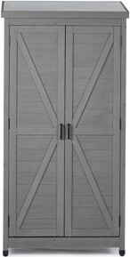 One Allium Way Outdoor Storage Cabinet and Top,Garden Storage Shed,Outdoor 68 Inches Wood Tall Shed for Yard and Patio