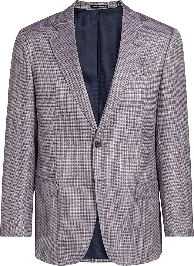 Emporio Armani Men's Bamboo-Silk Textured Jacket - Purple - Size 44