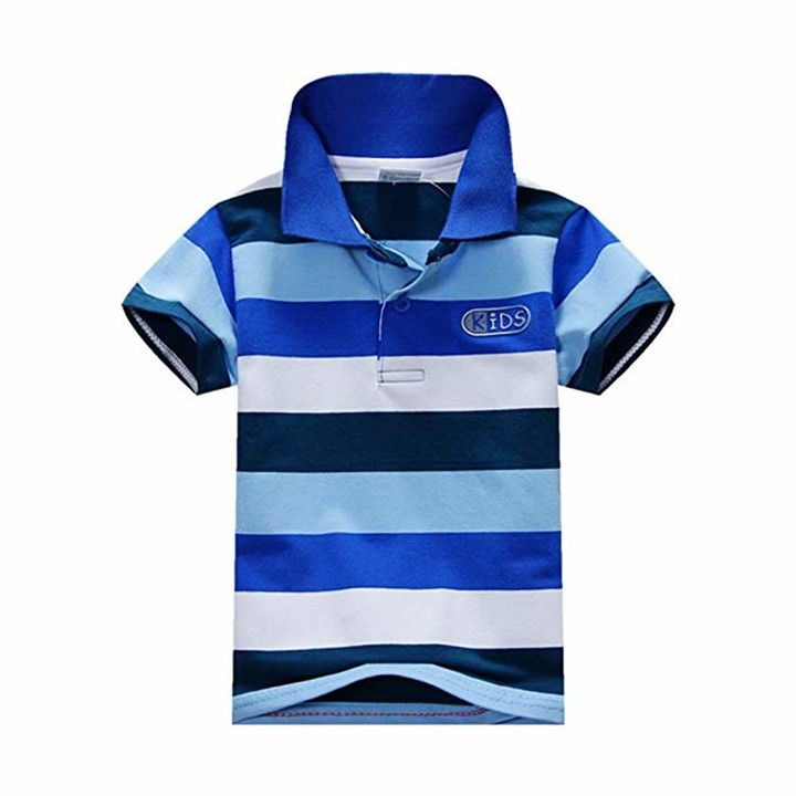 FAIRYRAIN Little Kids Baby Boys Cotton Striped Short Sleeve Summer Tops Clothes Tops T-Shirt Polo Shirt for 1-7 Years