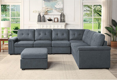 Hokku Designs Woven Fabric Sectional Sofa