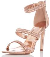 Thumbnail for your product : Quiz Rose Gold Diamante Triple Strap Heeled Sandals