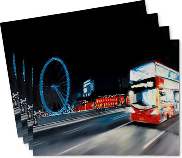 East Urban Home Bus Travel by Night Polyester Mindaugas Set of 4 - Home Decor