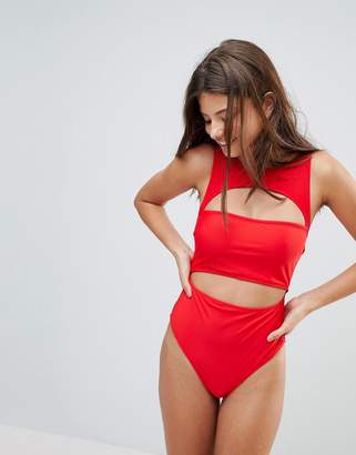 ASOS Design Fuller Bust Exclusive Cut Out High Neck Swimsuit Dd-G