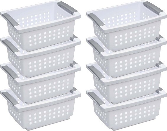 Sterilite Medium Ultra Basket, Storage Bin To Organize Closets, Cabinets,  Pantry, Shelving And Countertop Space, White, 18-pack : Target