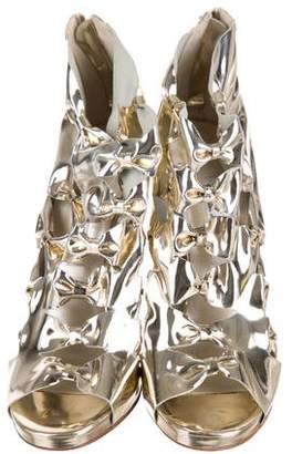 Oscar de la Renta Bow Embellished Caged Sandals