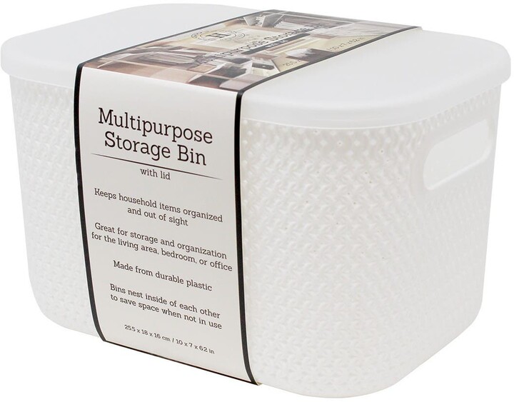 Gourmet Home Heritage White Frost Large Compact Textured Storage Bin