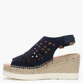 Thumbnail for your product : Kanna Navy Suede Laser Cut Wedge Espadrilles