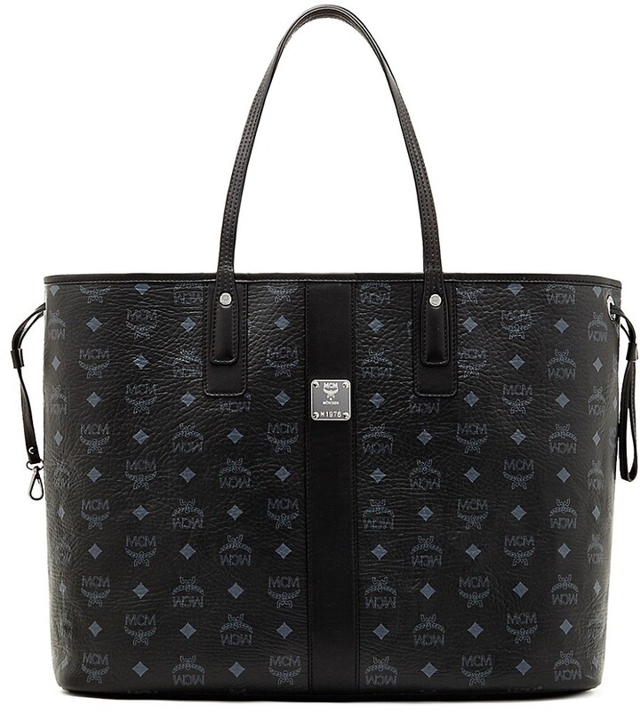 MCM Medium Reversible Black Leather Women's Shopper Bag
