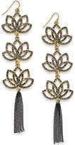 Thumbnail for your product : Thalia Sodi Two-Tone Jet Crystal Flower & Tassel Drop Earrings, Created for Macy's