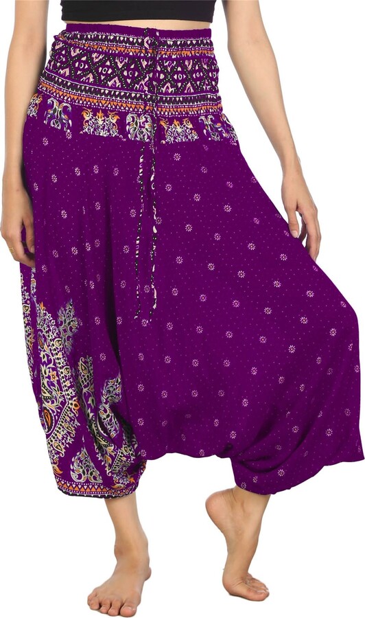 Lofbaz Damen Haremshose & Jumpsuit - Pfauendruck, Weich & Bequem