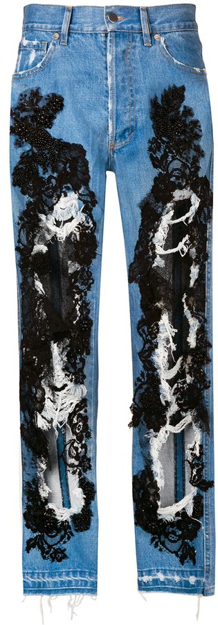 lace blue jeans