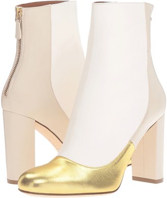M Missoni Leather Ankle Boots with Back Zipper with Gold Toe Detail