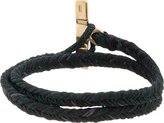 Thumbnail for your product : Robert Geller Green & Brass Waxed Fishtail Double-Wrap Bracelet