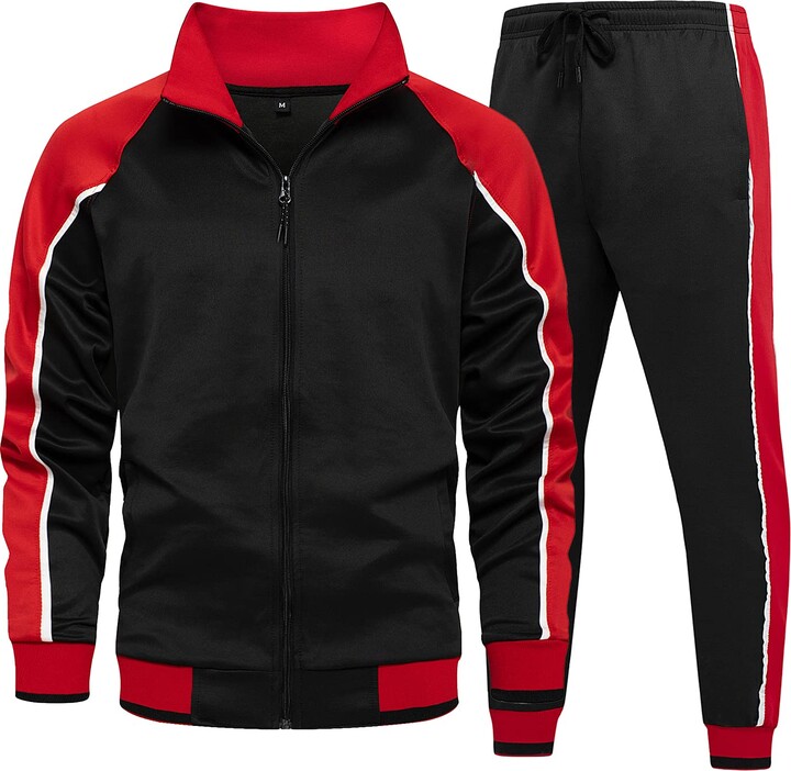 MANLUODANNI Men's Tracksuit Sets Bottoms Full Zip Casual Jogging Gym Suit Jacket with Pockets