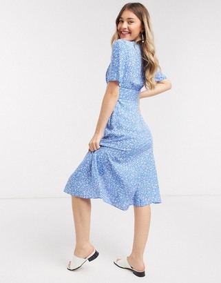Nobody's Child button front midi dress in ditsy floral