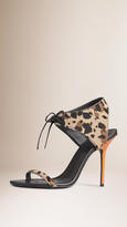 Thumbnail for your product : Burberry Tie-detail Animal Print Calfskin Sandals