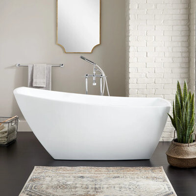 Signature Hardware 67" Glendora Acrylic Freestanding Soaking Bathtub